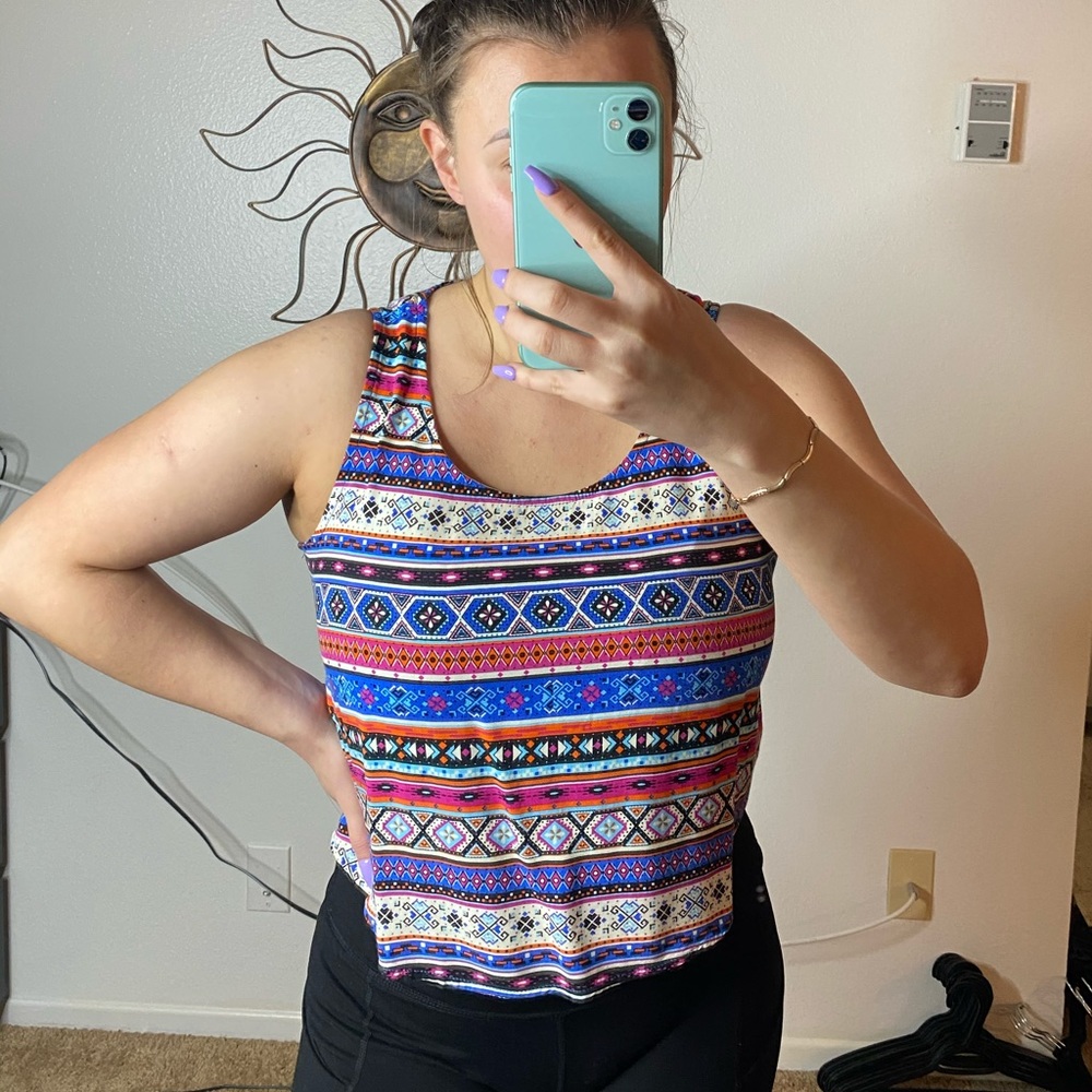 Forever 21 Geometric Top with Back Cutout